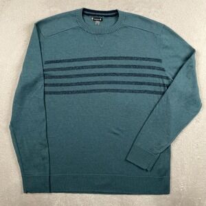 SmartWool Sweater Mens XL Teal Blue Sparwood Stripe Crew Merino Wool Blend